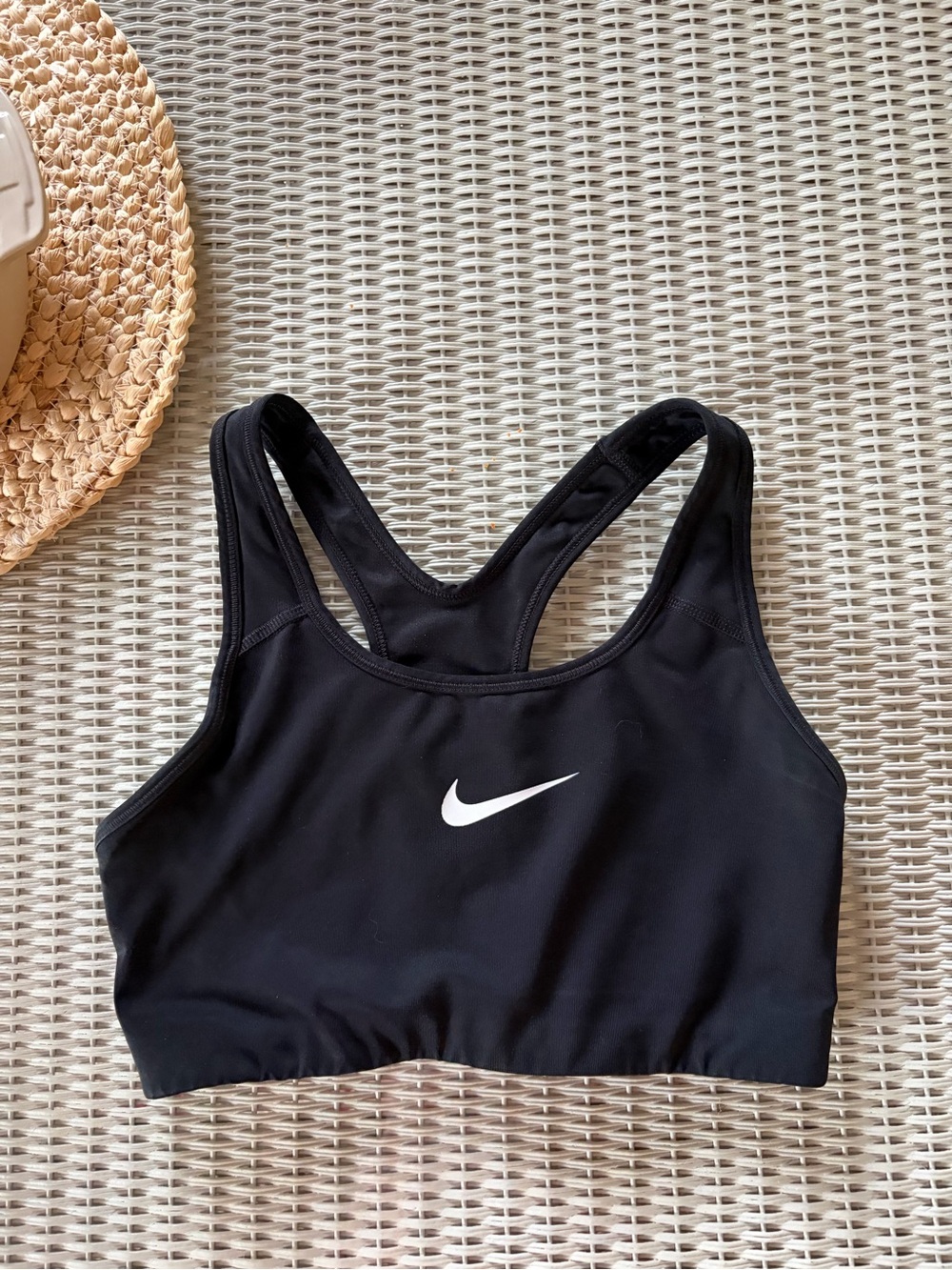 Nike Black Racerback Sports Bra with White Swoosh